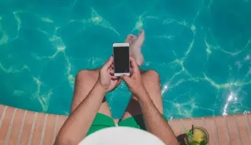 relaxing on a mobile device