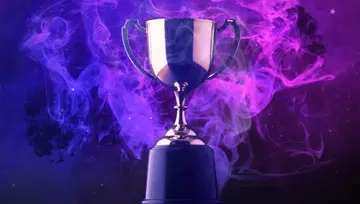 trophy in a blue smoky background