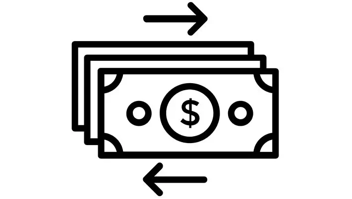 drawing of money and arrows going to the right and to the left to indicate transferring of funds