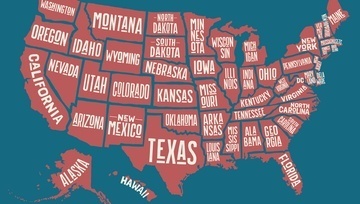 American map showing states in a comical way