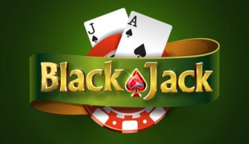 ace and jack of hearts behind a banner saying Blackjack