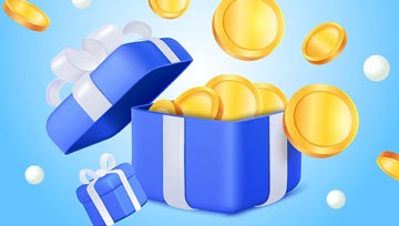 gift box opening to reveal coins and more gift boxes