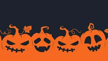 spooky orange pumpkin ghosts on a black background