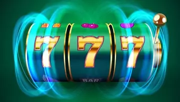 image of a neon slot machine showing a 777 win